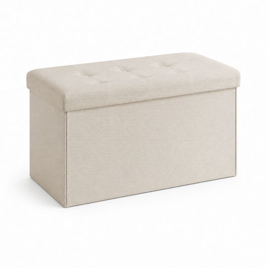 Banc coffre de chambre beige en polyester rectangulaire 76 x 38 x 38 cm