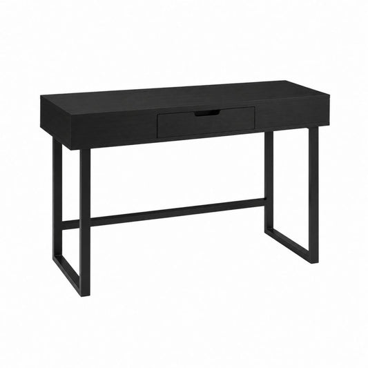 Bureau avec tiroir noir en panneaux MDF et acier rectangulaire 120 x 60 x 75 cm